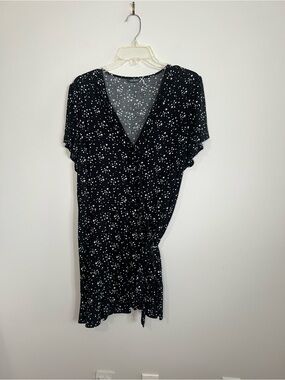 wild fable Black Star Print Wrap Mini Dress